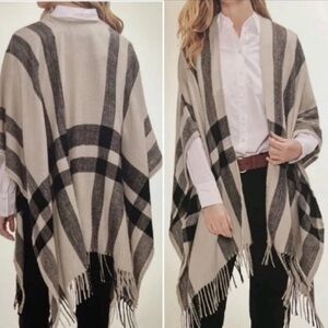 NWOT Banana Republic Plaid Shawl Cashmere Wool Wrap One Size